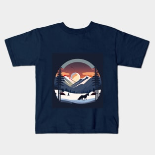 Snowy Peaks and Sly Fox: Winter Wonderland Art Print Kids T-Shirt